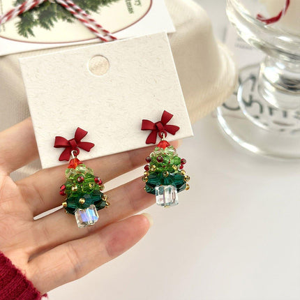 Cute Christmas Tree Stud Earrings for Girls Holiday Jewelry Festive Fashion Gift