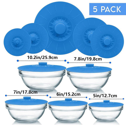 5pcs Silicone Crisper Lids Reusable Food Covers Stretchable Lids Kitchen Storage