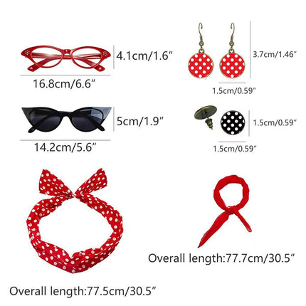 Halloween Vintage Dress Up Set Polka Dot Stud Earrings and Headband Party