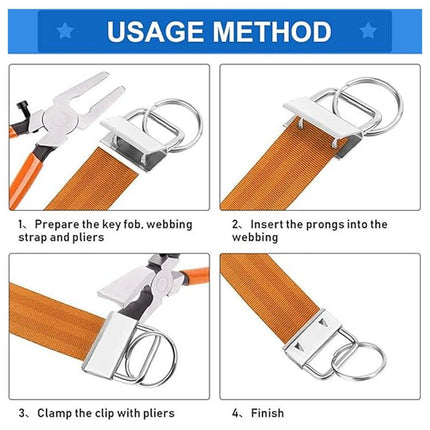 50X 27MM DIY Craft Key Fob Keychain Hardware With Plier Wristlets Tail Clip Gift
