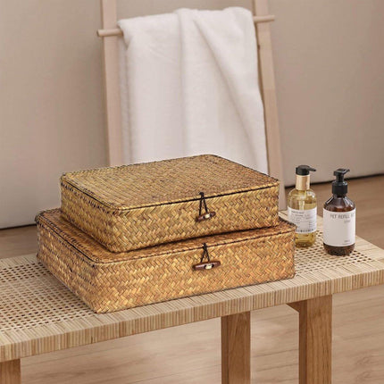 2pcs Storage Basket with Lid Durable Organising Box for Home and Office Use