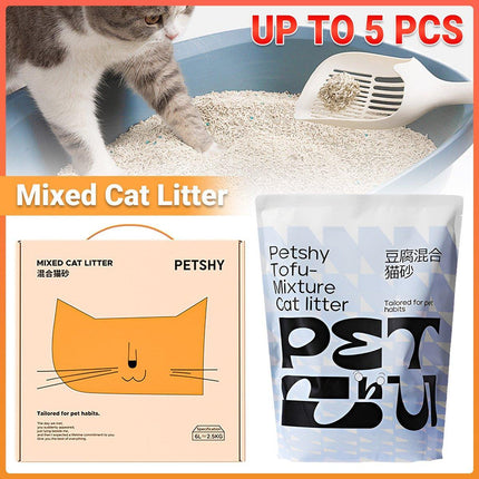 Pet Kitty Tofu Cat Litter Fine Mixed 10kg Bentonite Deodorant Dust-free 2.5kg - Aimall