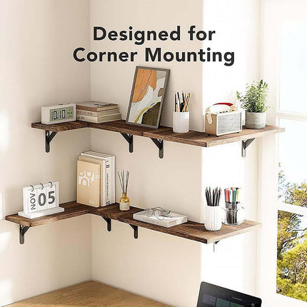 4pcs Wooden Wall Corner Shelf Storage Partition Hanging Organizer for Home Decor