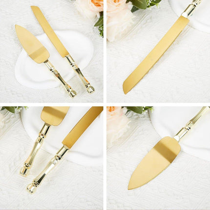 2pcs Stainless Steel Bread Knife Set Gold Serrated Cake Knife and Spatula Tool