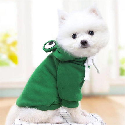 Warm Hooded Cartoon Frog Pet Clothes for Dogs and Cats Autumn Winter Vest