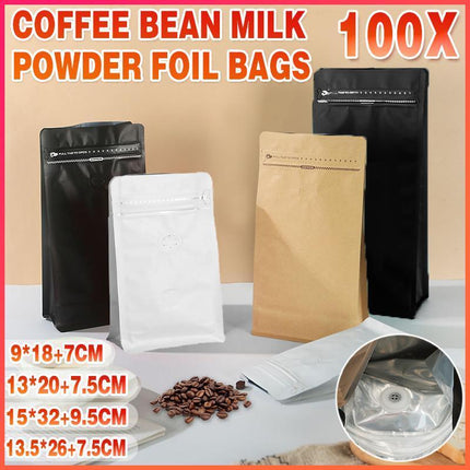 100 x STAND UP POUCHES MYLAR FOIL BAG HEAT SEAL FOOD GRADE ZIP LOCK BAG Black - Aimall