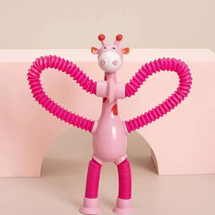 Telescopic Suction Cup Giraffe Tube Toy Stress Relief Light Up Educational Toys - Aimall