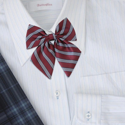 For Women School Uniform Checkered Lovely Sailor Style JK Japanese Collar BowTie - Aimall