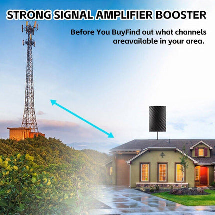 500 Mile HDTV Digital TV Antenna 4K 1080P Amplified Indoor Signal Booster Black