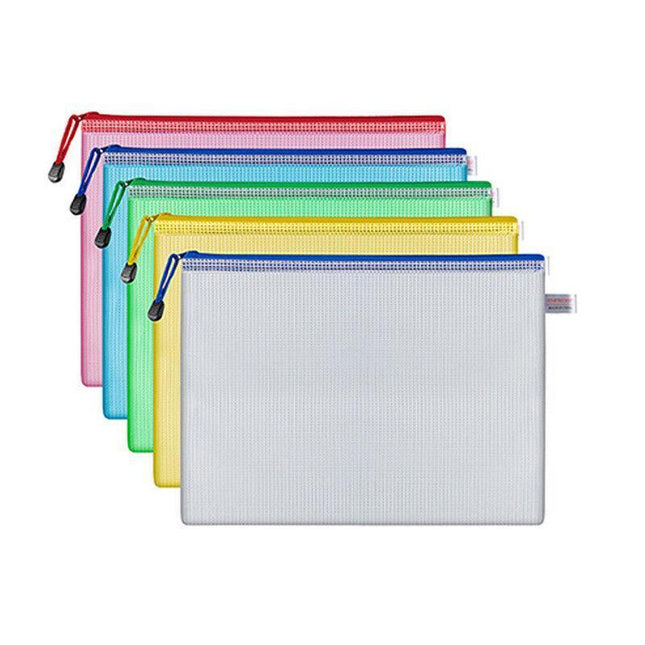 16X Mesh Zipper Pouch Document Bag Zip File Folders Organizer For A4 Size Travel - Aimall