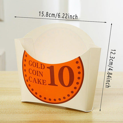 100pcs Collapsible Gold Coin Bread Packing Boxes for Bakery Gift Packaging