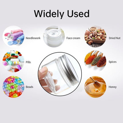 10pcs Transparent Wide Mouth Bottle Silver Lid Cream Dispenser Skincare Jars