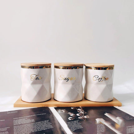 Ceramic Sealed Storage Jar Kitchen Spice Coffee Tea Container Airtight Canister