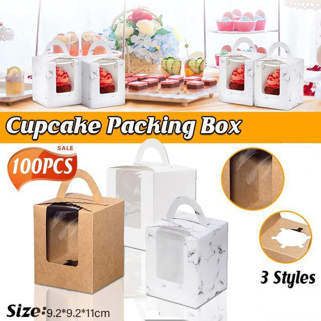 100PCS Portable Single Design Cake Box Paper Cupcake Packing Box Party Supplies Aimall