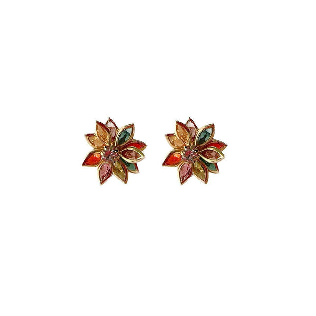Vintage Multicolored Lotus Earrings Elegant Floral JewelryWomen Fashion
