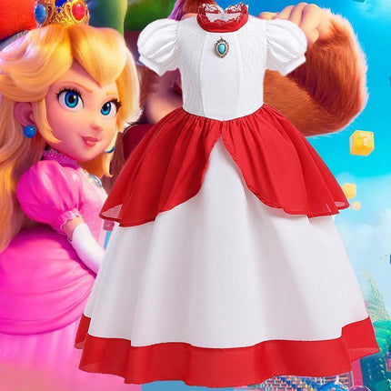 Little Princess Peach Dress for Girls Cosplay Costume