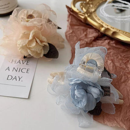Flower Tulle Hair Clips Large Hair Pins Hairgrips Claw Clips for Hair Women - Aimall