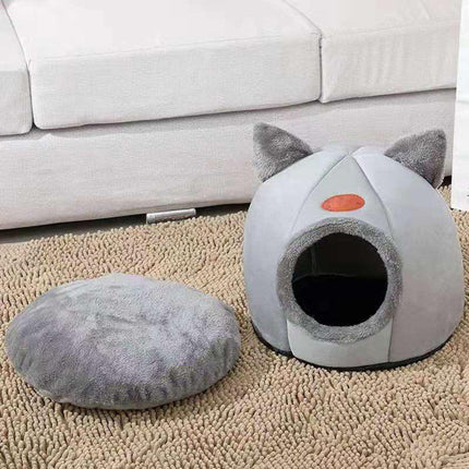 Cat Bed Winter Warm Enclosed Pet House Cozy Indoor Sleeping Nest for Cold Weather