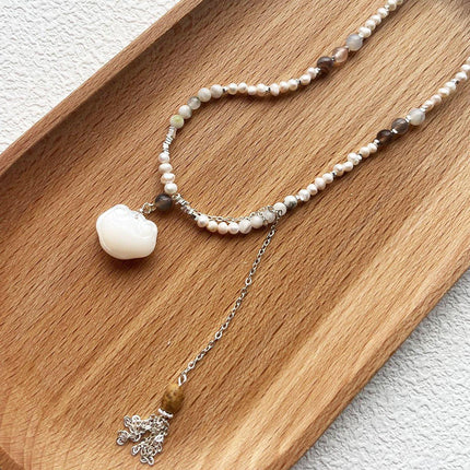 Disc Shell Ruyi Lock Pearl Necklace Fashion Jewelry for Women Elegant Gift