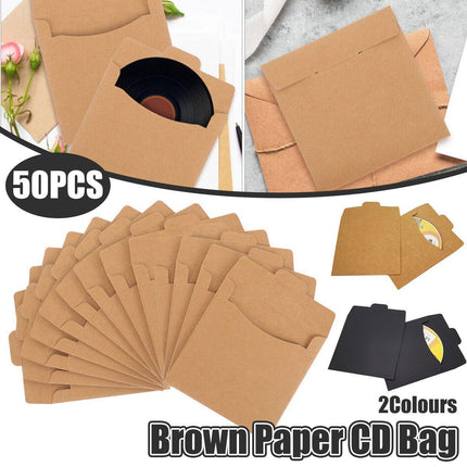 50PCS Kraft Paper CD Envelopes Card Holders Brown Paper Bags for Cards Documents