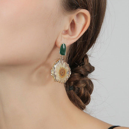 Elegant Handmade Earring Real Dried Flowers High-Grade Fashion Jewelry