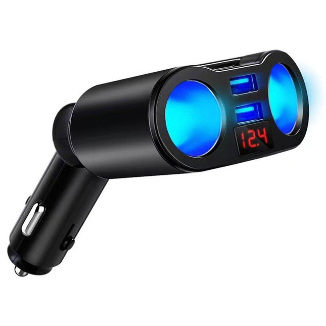 LCD Car Dual USB Charger Power Adapter 12-24V Cigarette Lighter Socket Splitt