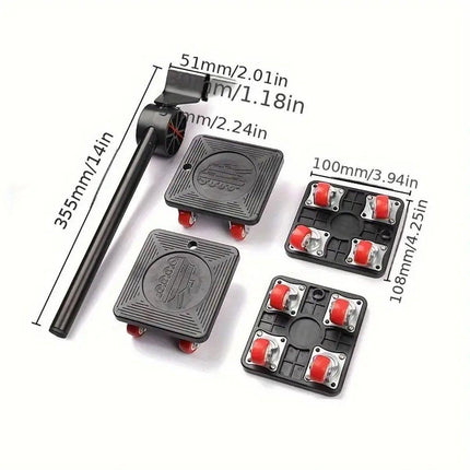 Heavy Duty Moving Tool Set Easy Move Five Piece Furniture Lifter Kit for Home