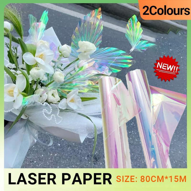 Iridescent Flower Bouquet Wrapping Paper 80CM*15M Cellophane Rainbow Film - Aimall