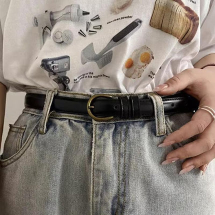 Female Women Candy Color Pu Leather Belt Dress Strap Thin Waistband Waist Belts - Aimall