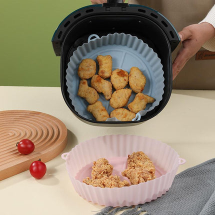2X Air Fryer Silicone Pot Air Fryer Basket Liners Non-Stick Reusable Baking Tray - Aimall