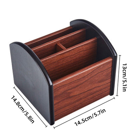 Rotatable Wooden Desktop Storage Box Organizer Creative Office Business Gift