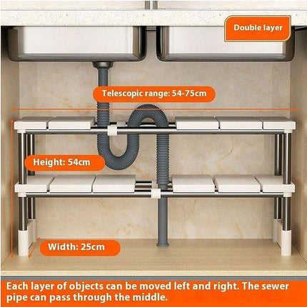 Expandable Kitchen Shelf Cabinet Organizer Tiered Storage Rack for Home Use