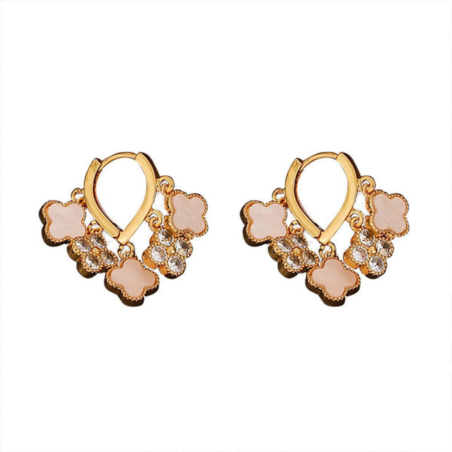 Original Fashion Simple Zircon Four-leaf Clover Earrings Luxury Elegant