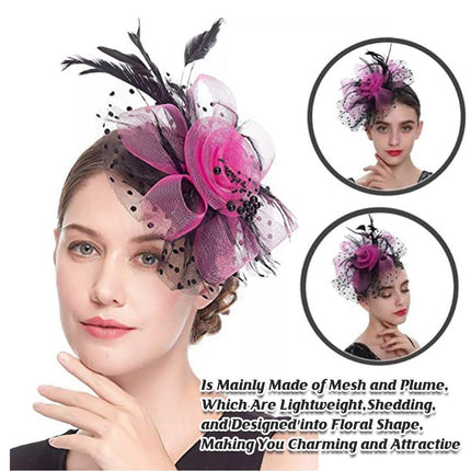 Vintage Accessories Mesh Veil Headpiece Feather Floral Headwear for Women Party