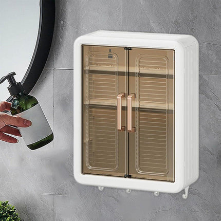 Wall Hanging Storage Cabinet Punch-Free Bathroom Organizer for Rental Rooms