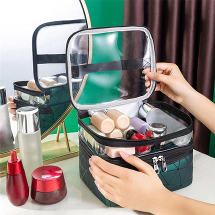 Portable Double-Layer Large Capacity Waterproof Cosmetic Bag Travel Toiletry Bag