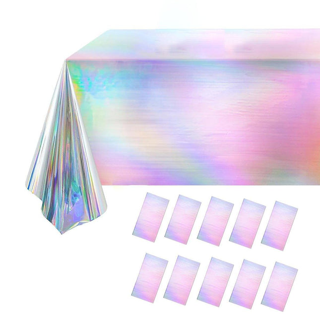 10X Iridescent Laser Tablecloth Shiny Disposable Rectangle Tablecloth Party Decor