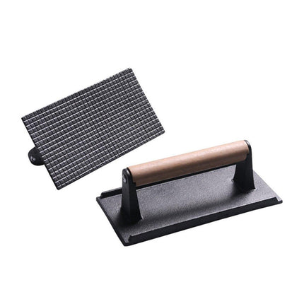 Cast Iron Meat Press Rectangular Grill BBQ Steak Press for Outdoor Cooking