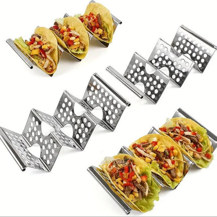 4pcs W Shape Stainless Steel Taco Holder Stand for Pancakes and Food Serving