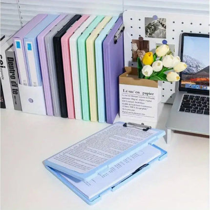 4pcs A4 File Folder Writing Pad Paper Clips Data Storage Organizer for Office
