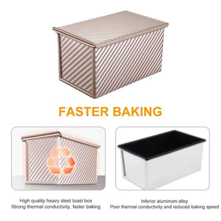 Golden Toast Bread Box with Lid Non Stick Baking Mould for Oven Kitchen Tools