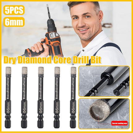 5Pcs Dry Diamond Core Drill Bit 6mm HoleSaw Cut Marble Tile Porcelain Granite