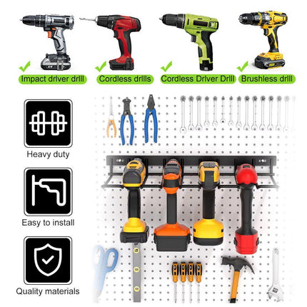 Metal Drill Storage Rack Power Tool Holder Organizer Wall Mount Heavy Duty Shelf