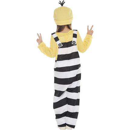 M/L Minions Halloween Costume Yellow Striped Prisoner Cartoon Character Clothes
