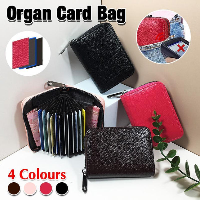 Compact Zipper Organ Card Cover Holder Wallet ID Bag Short Coin Purse Pockets - Aimall