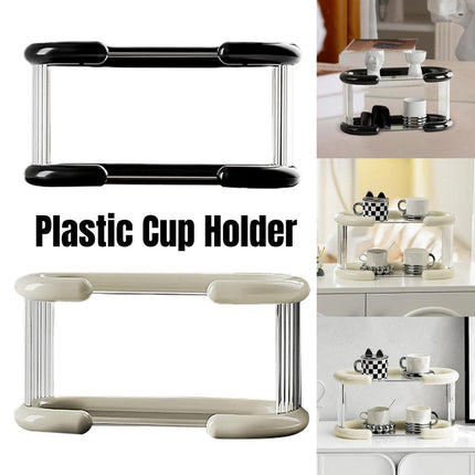 2 Tier Mug and Cup Organiser Double Tier Shelf Rack Storage for Kitchen and Home