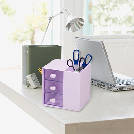 2IN1 Pumping Pen Container Storage Box Cosmetic Drawer Office Organizer Box
