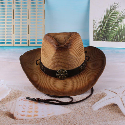 Outdoor Western Cowboy Hat Unisex Straw Hat Visor Hats Big Wide Brim Hat Summer