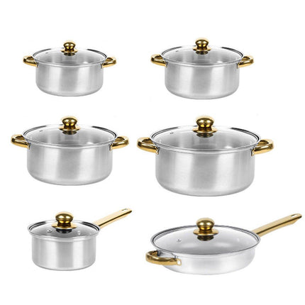 12pcs Stainless Steel Cookware Set Pots and Pans Kitchen Cooking Utensil Set