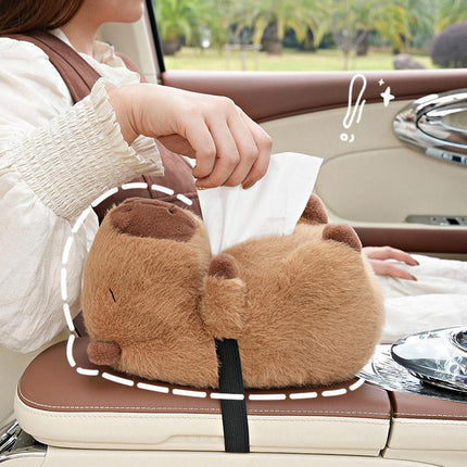 Cute Plush Cartoon Tissue Box for Car Home Decorative Tissue Holder Organiser